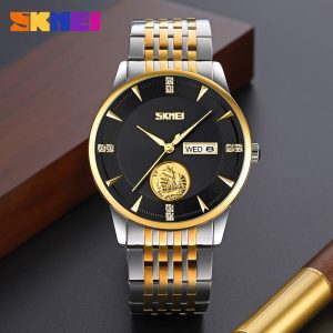 SKMEI 9393 Stainless Steel Waterproof Men Watch Black.