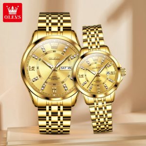 OLEVS 3620 Luxury Couple Stainless Steel Gold.
