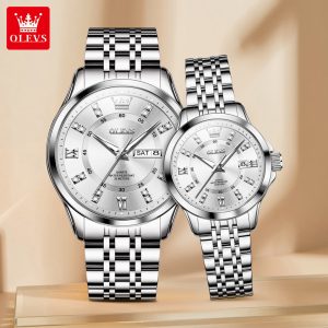OLEVS 3620 Luxury Couple Stainless Steel Silver.